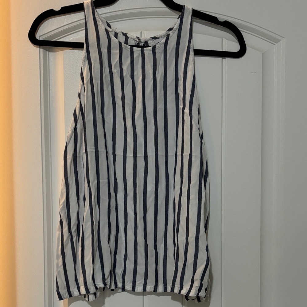 Old Navy Navy and White Striped Tank Top